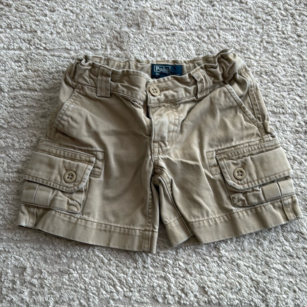 Ralph Lauren POLO Boy's Toddler Khaki Cargo Shorts - 2/2T - Excellent Condition